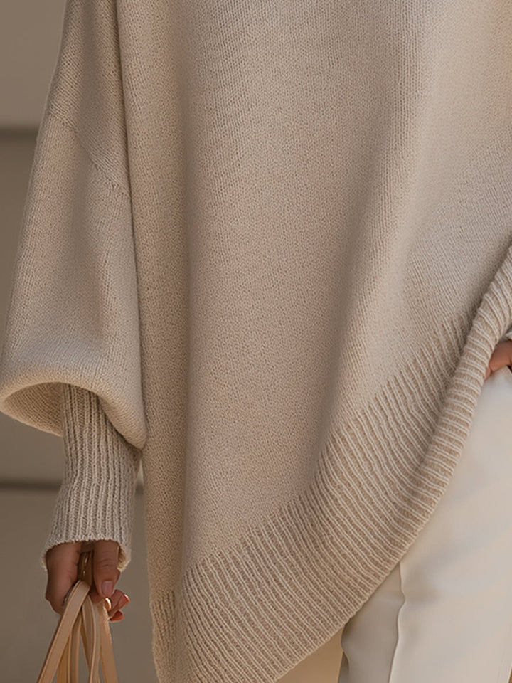 Lainey | Women's Oversized Drop Shoulder Asymmetrical Knit Sweater