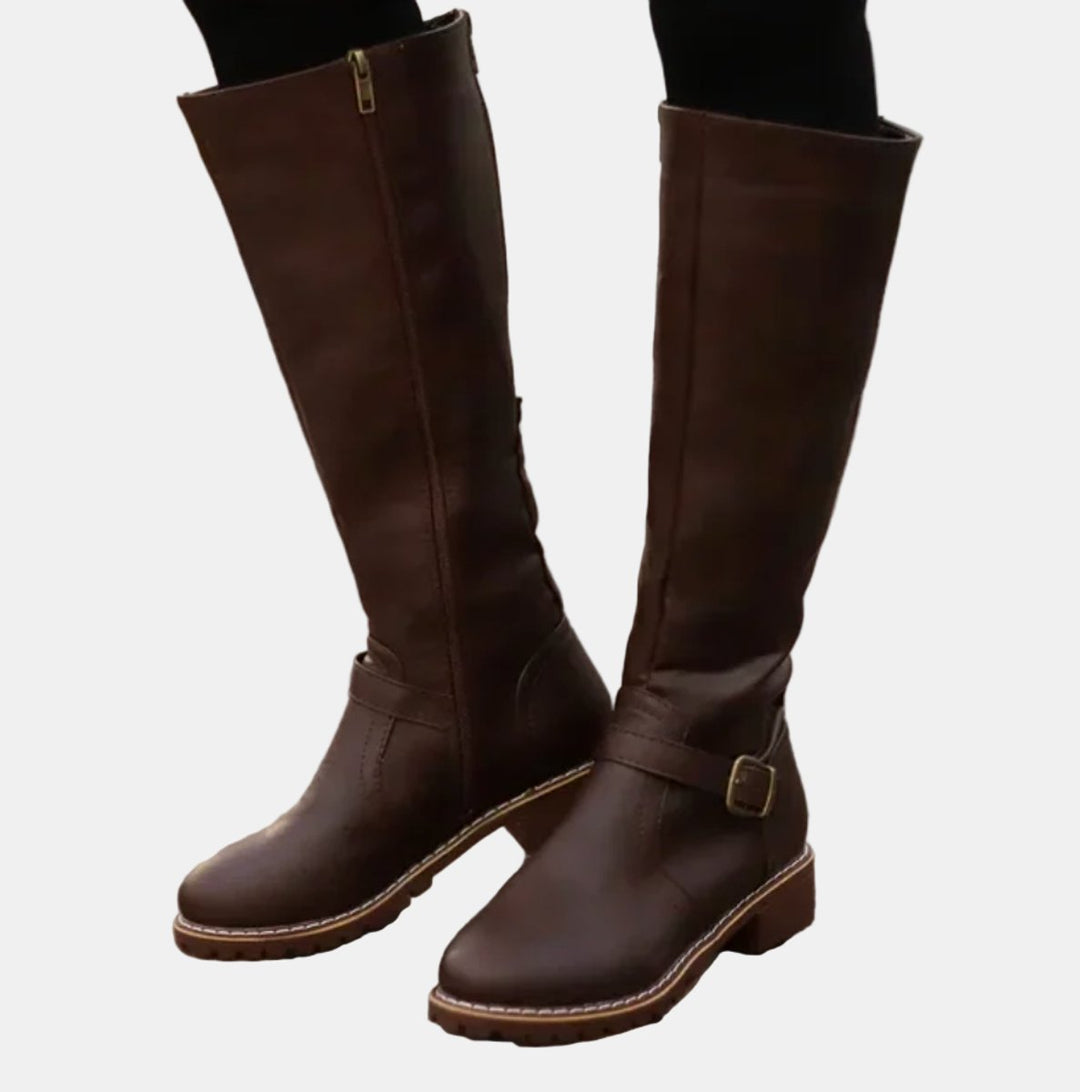 Aelfburg | Women Buckle Accent Knee High Boots