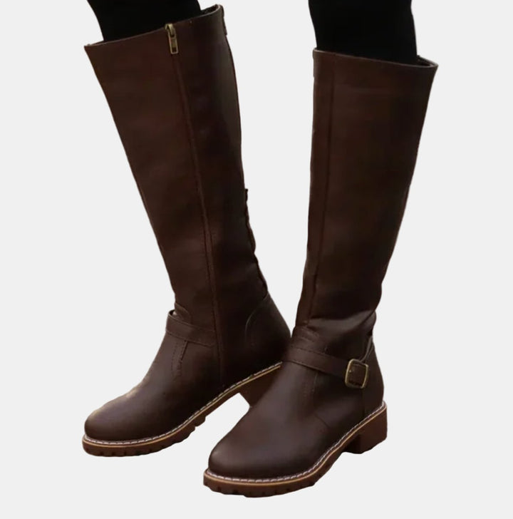 Aelfburg | Women Buckle Accent Knee High Boots