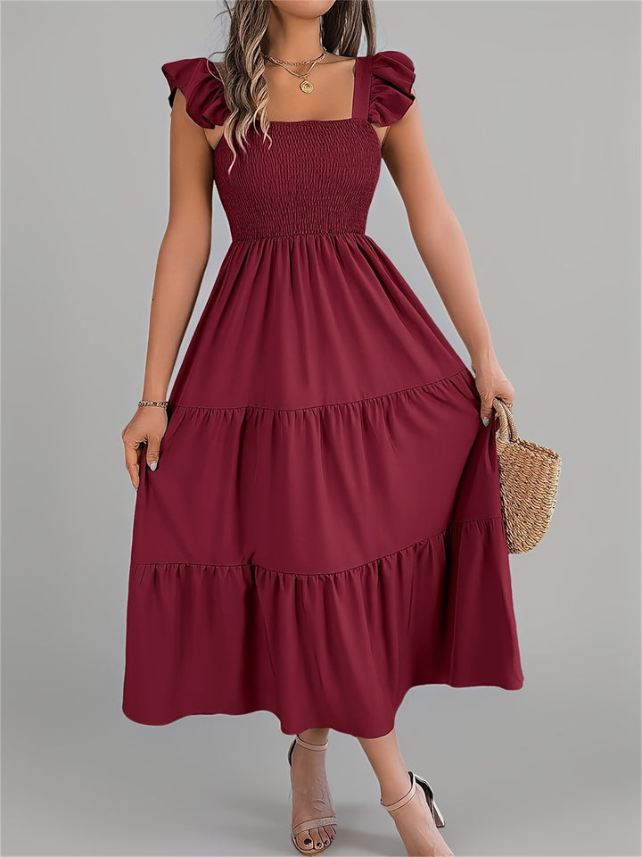 Iris | Women's Wedding Guest Tiered Midi Dress