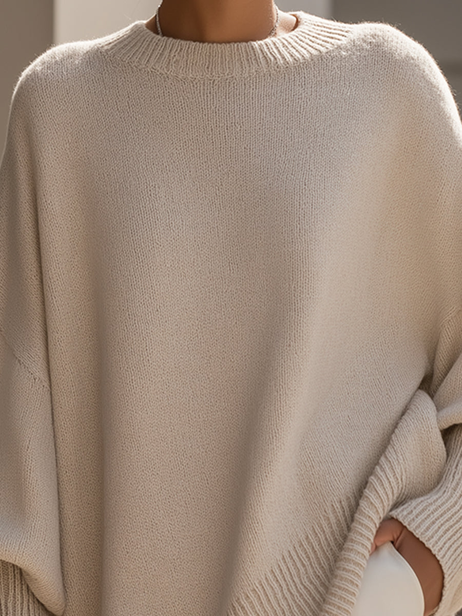 Lainey | Women's Oversized Drop Shoulder Asymmetrical Knit Sweater