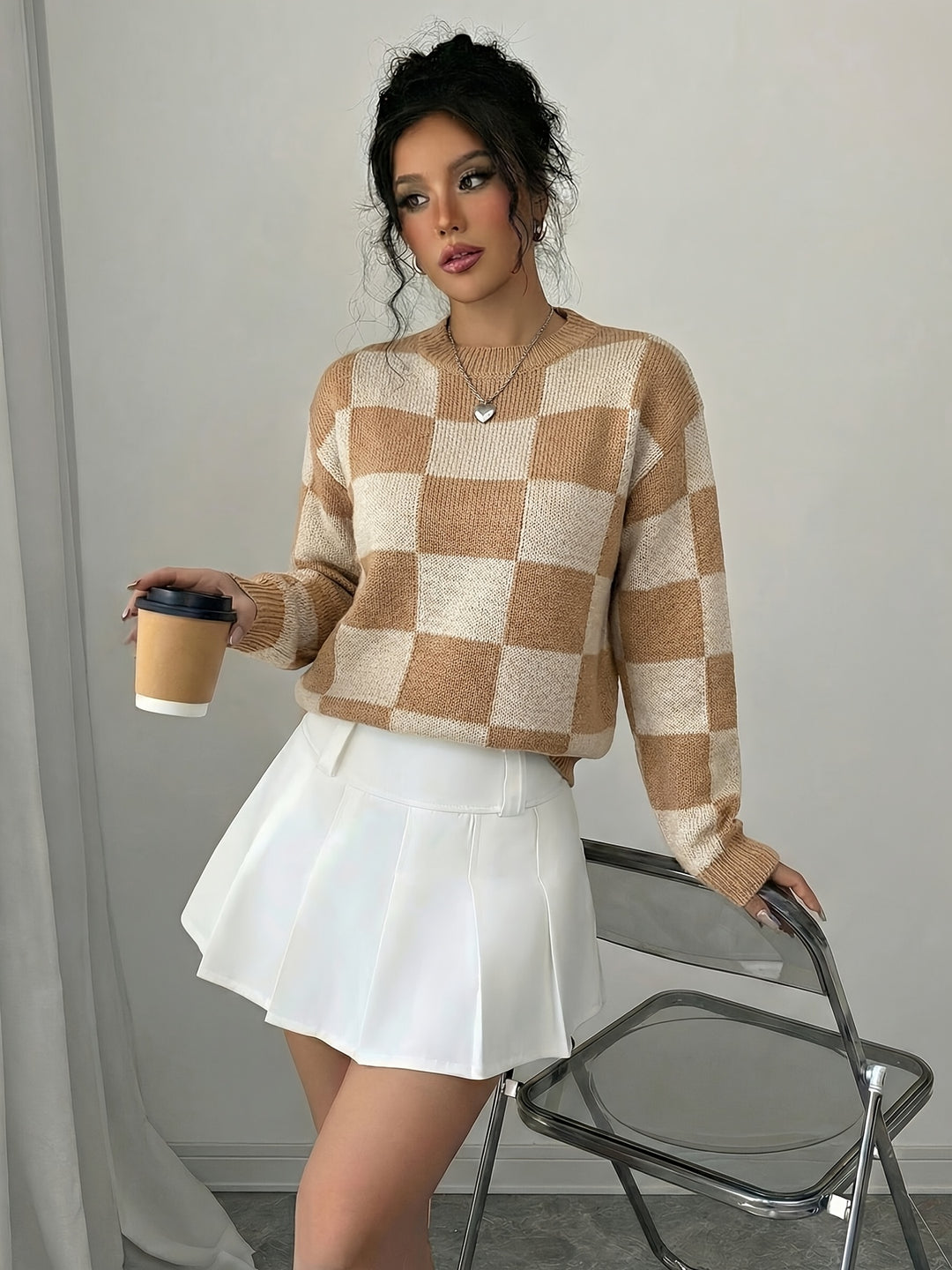 Barbara | Women's Color Block Crew Neck Casual Knit Sweater