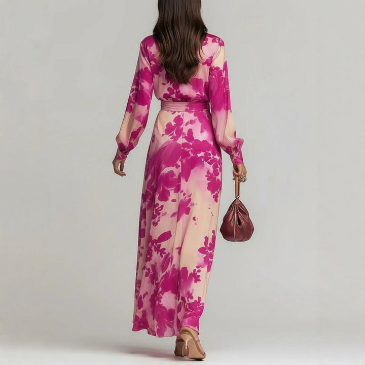 Jolie | Women Floral Wrap Long Sleeve Wedding Guest Dress