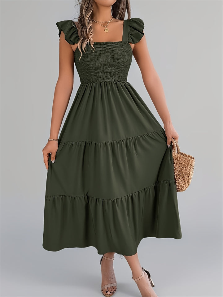 Iris | Women's Wedding Guest Tiered Midi Dress