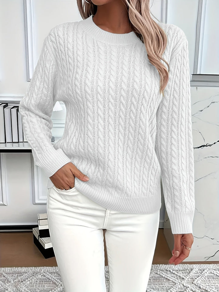 Aeron | Women Crew Cable Knit Pullover
