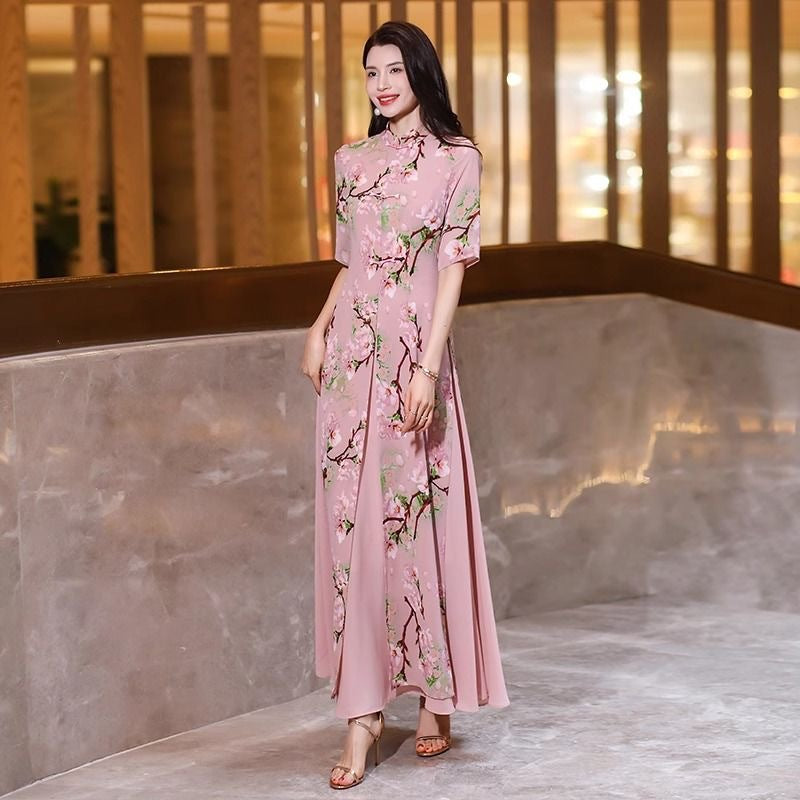 Eluned | Women Mandarin Collar Floral Race Day Dress