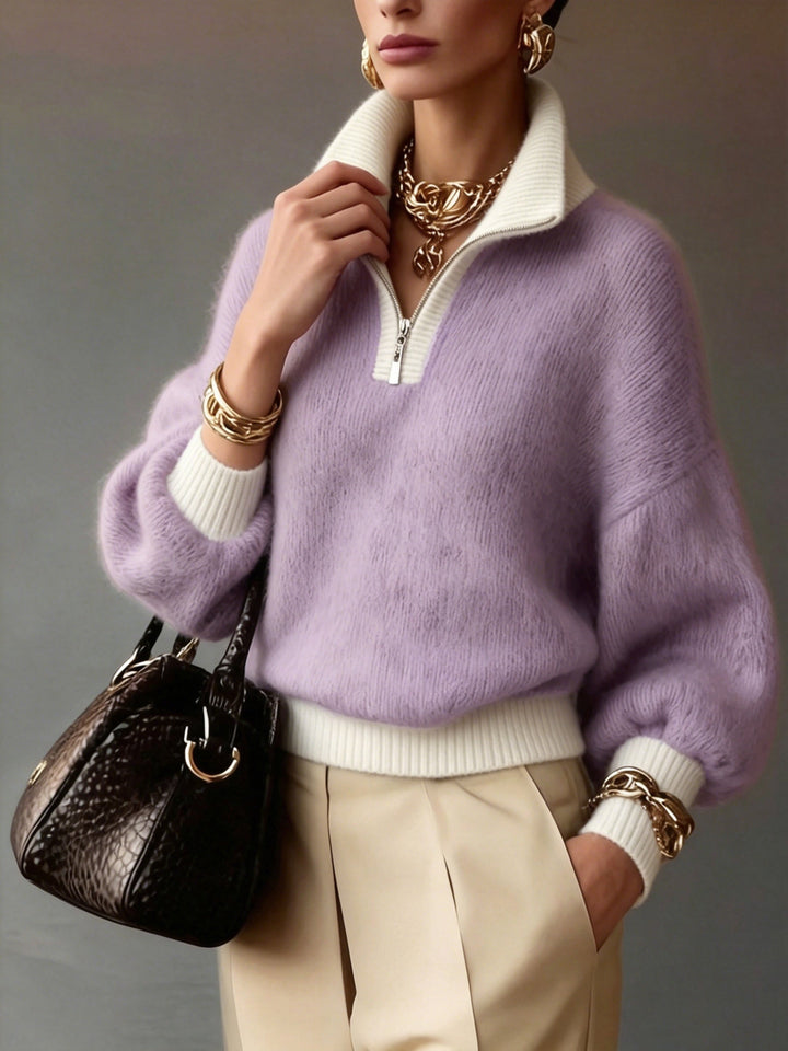Thyra | Women Relaxed Half Zip Sweater