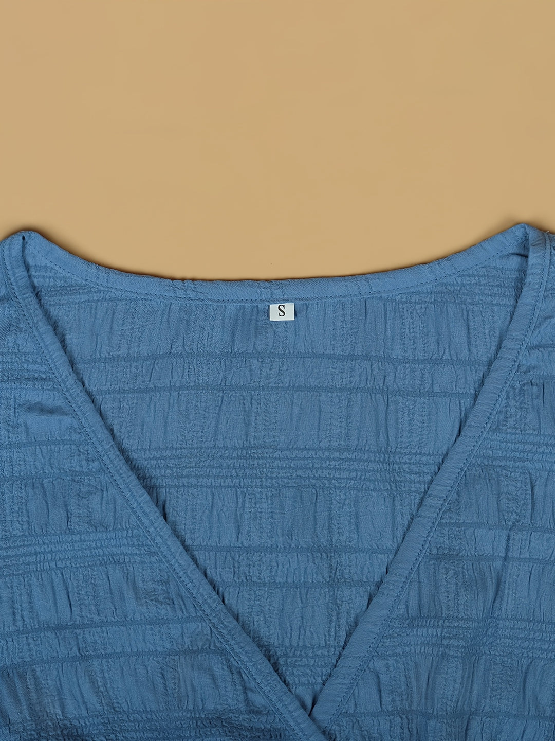Elegant Blue Maternity Dress for Women with V Neck Short Sleeve Smocked Tiered Plus Size Style