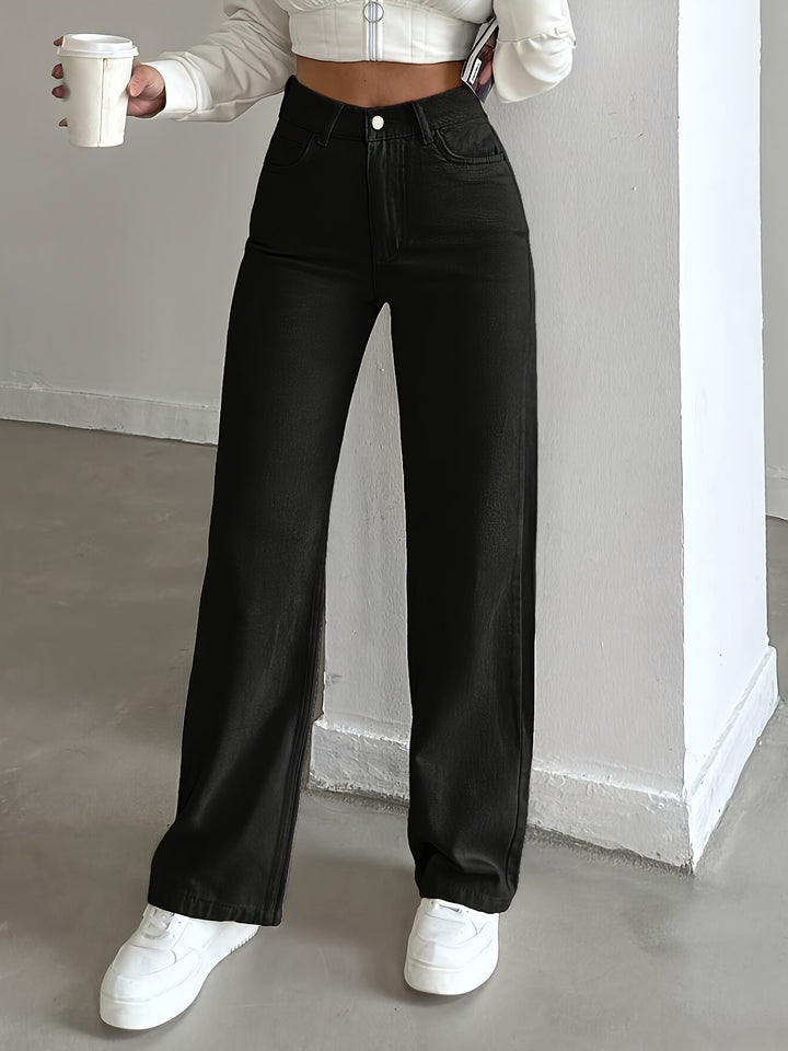 Blake | Women's Black Denim Straight Leg Party Relaxed Jeans