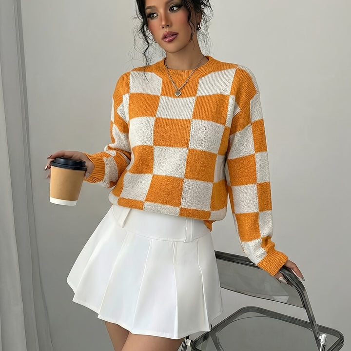 Barbara | Women's Color Block Crew Neck Casual Knit Sweater