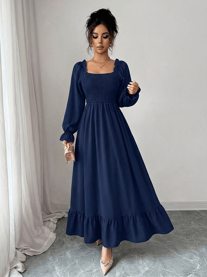 Serena | Women's Flare Square Neck Long Sleeve Evening Gown
