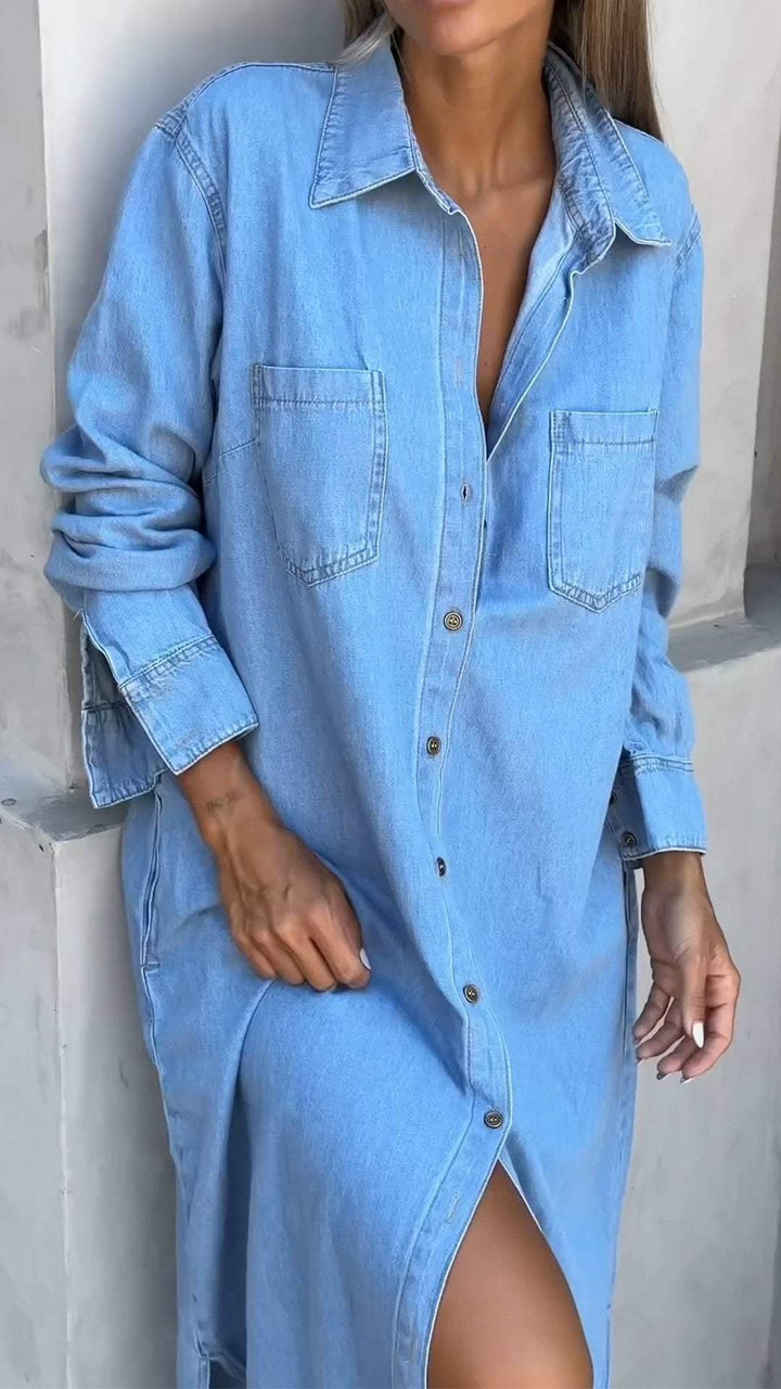 Solveig | Women Long Shirt Denim Dress