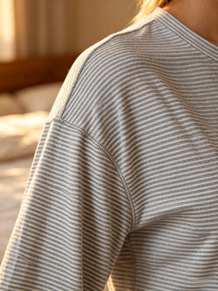 Morgan | Women's Blue Striped Elastic Waist Casual Pajama Set