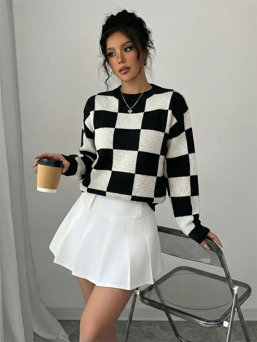Barbara | Women's Color Block Crew Neck Casual Knit Sweater