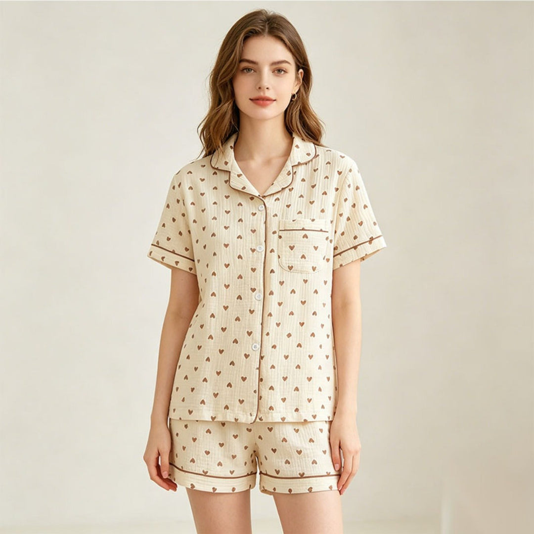 Drew | Women's Cotton Button Front Casual Pajama Set
