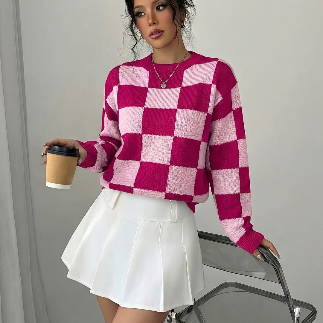 Barbara | Women's Color Block Crew Neck Casual Knit Sweater