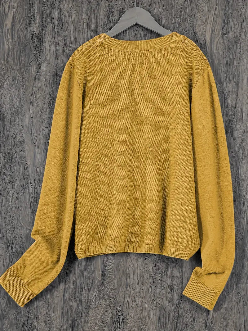 Stylish Cardigan Sweater for Women with Crew Neck Pockets Plus Size Casual Style