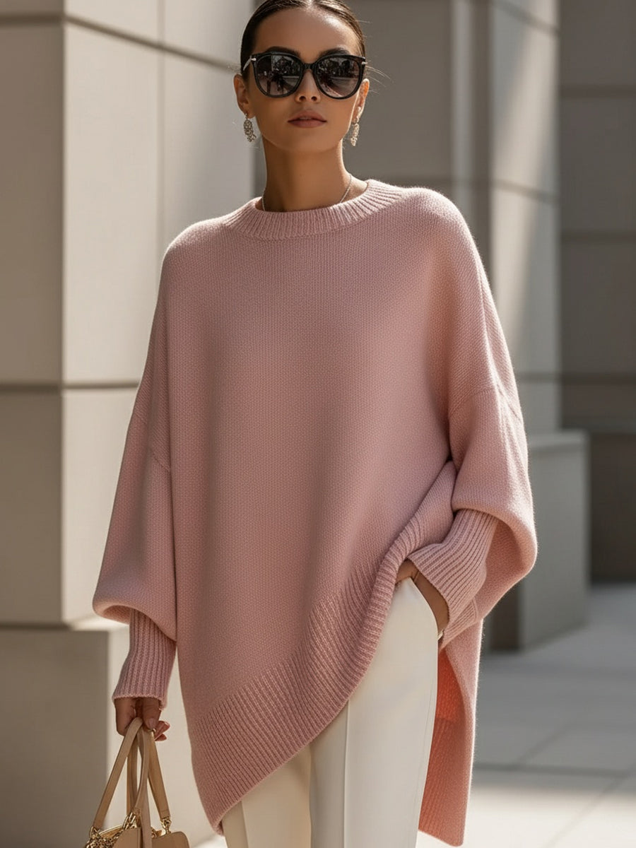 Lainey | Women's Oversized Drop Shoulder Asymmetrical Knit Sweater