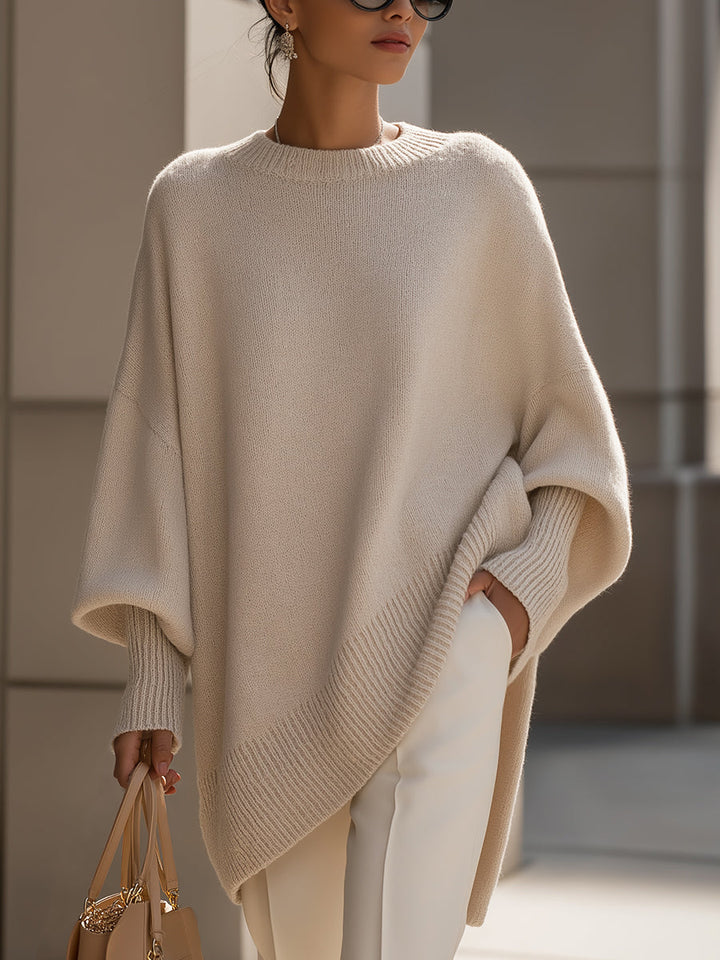 Lainey | Women's Oversized Drop Shoulder Asymmetrical Knit Sweater