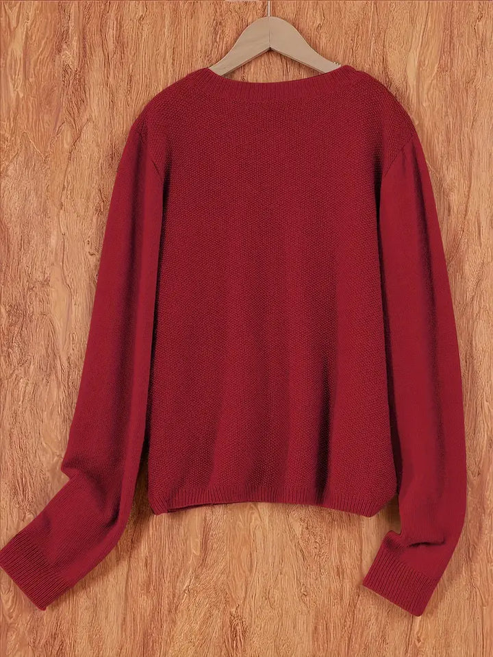 Stylish Cardigan Sweater for Women with Crew Neck Pockets Plus Size Casual Style