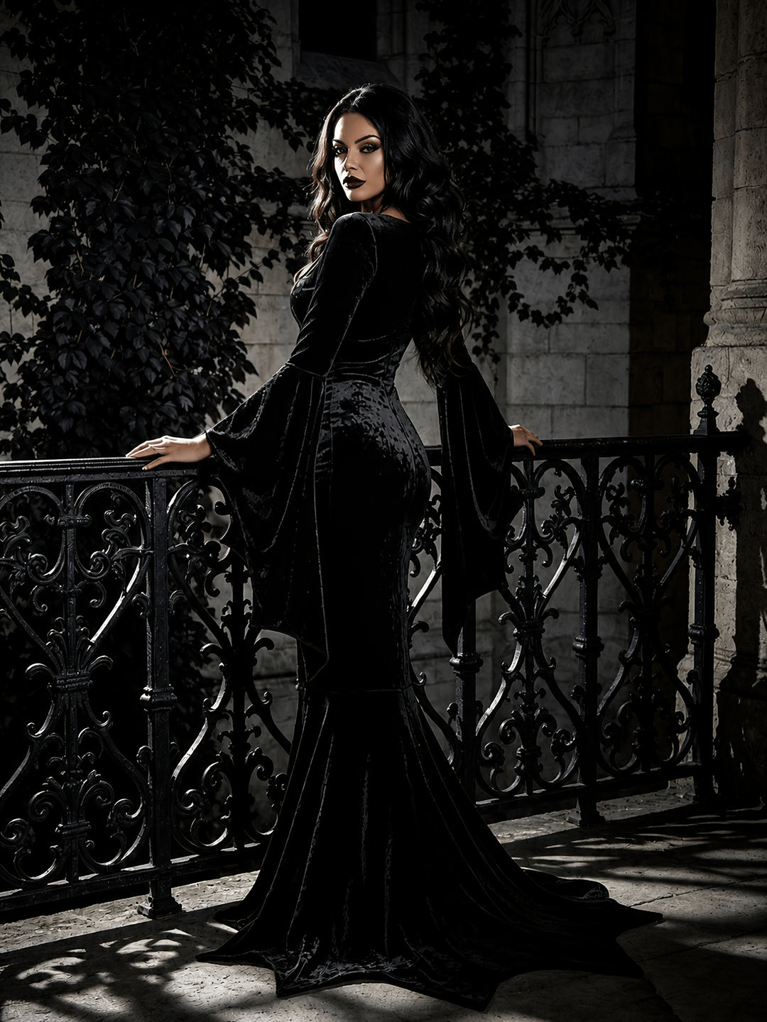 Nessa | Women's Black Plus Size Halloween Bat Witch Costume Dress