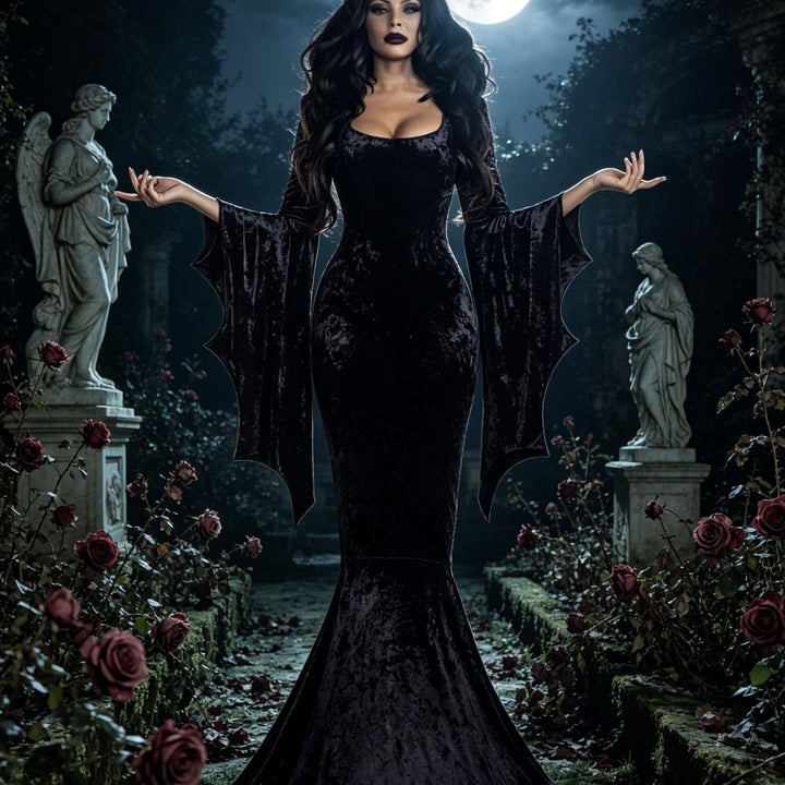 Nessa | Women's Black Plus Size Halloween Bat Witch Costume Dress