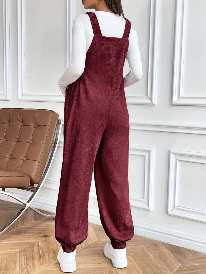 Alice | Women's Corduroy Square Neck Sleeveless Casual Overalls