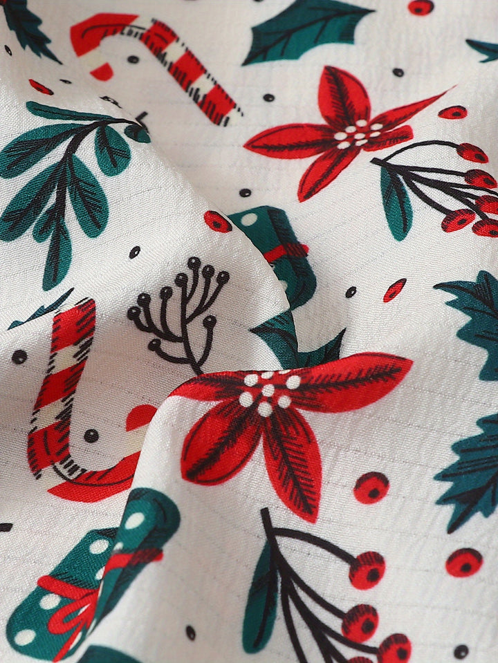 Aisha | Women's Floral Christmas Cotton Pajama Set