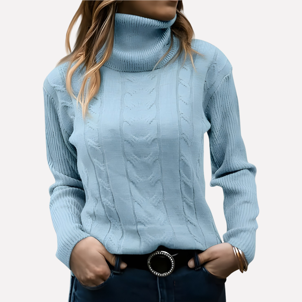 Aeronwy | Women Turtleneck Cable Knit Sweater