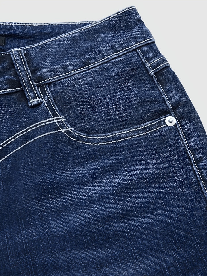 Elora | Women's Blue Denim Casual Bootcut Relaxed Jeans