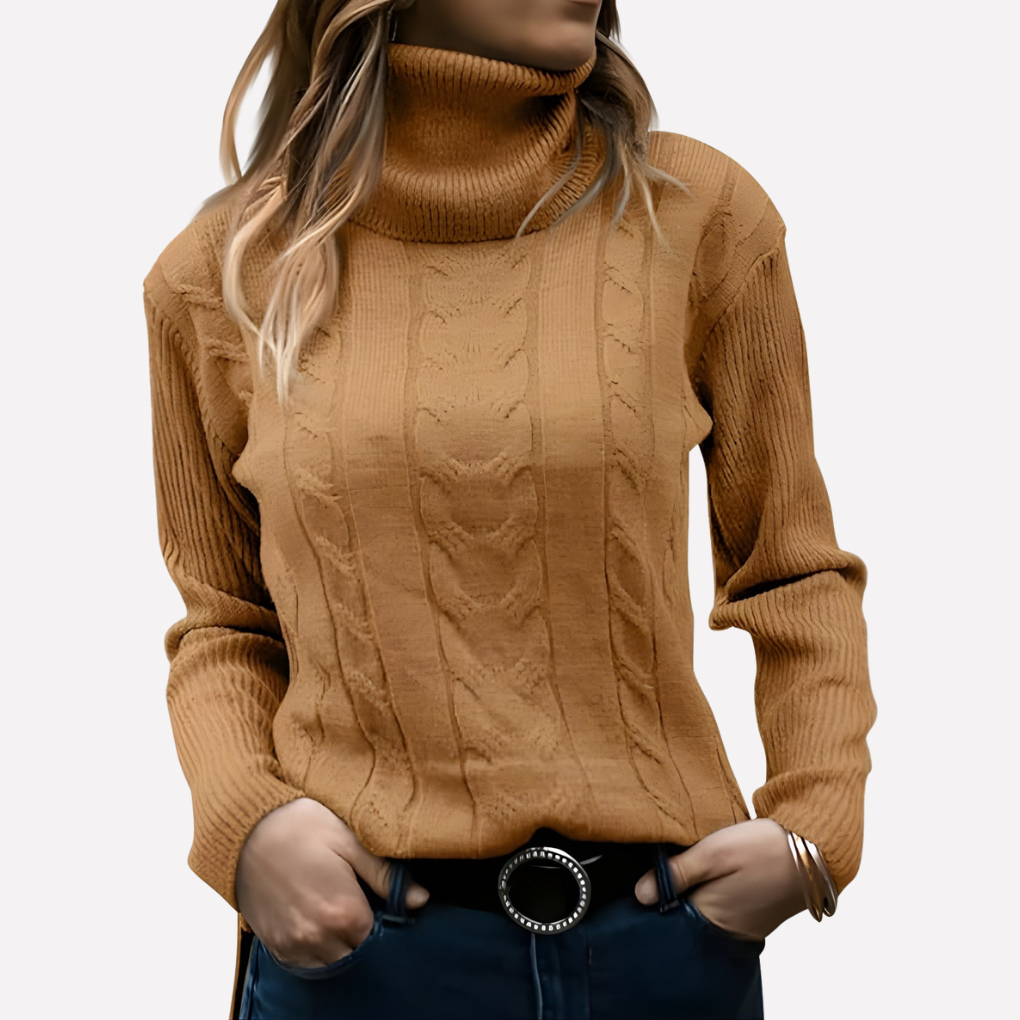 Aeronwy | Women Turtleneck Cable Knit Sweater