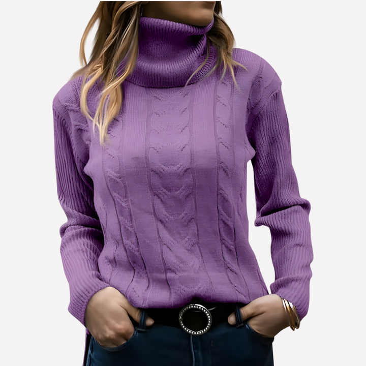 Aeronwy | Women Turtleneck Cable Knit Sweater