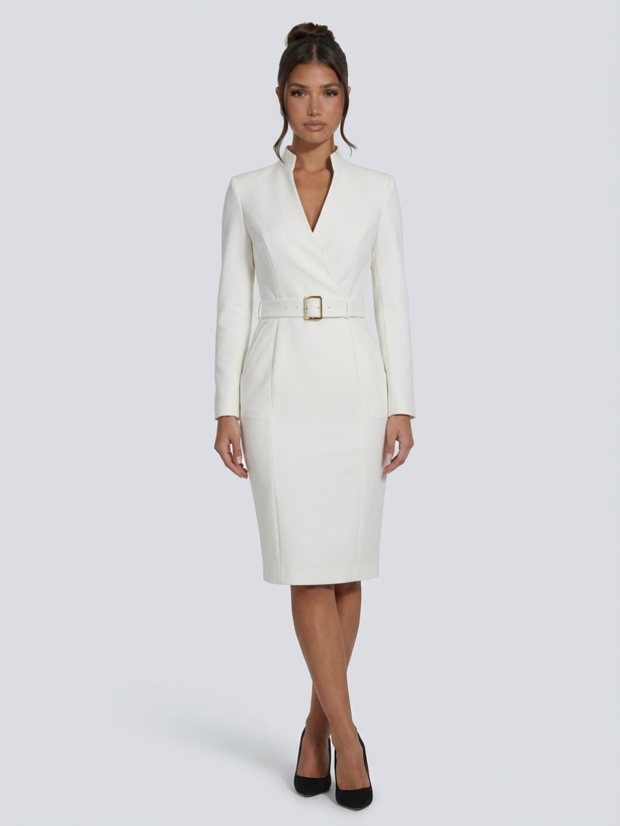 Eulalia | Women Tailored Belted Midi Dress