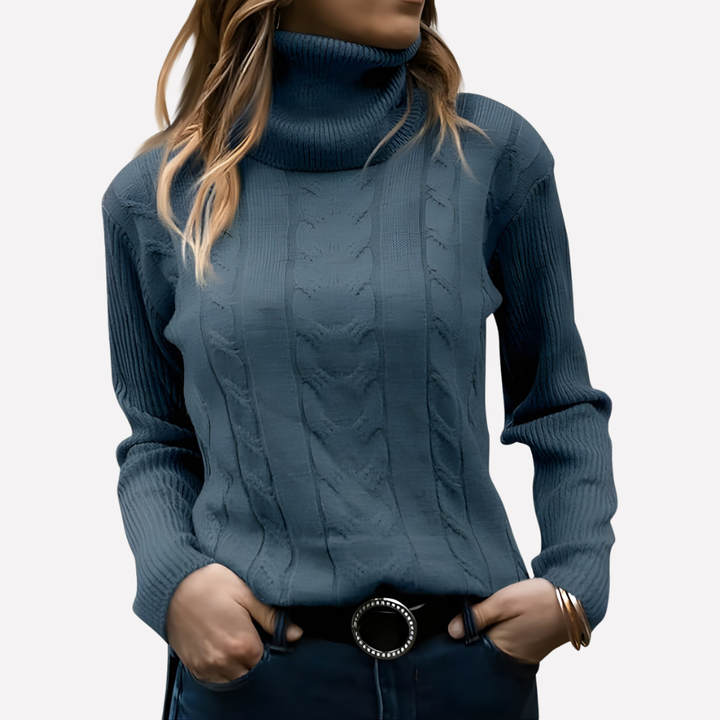 Aeronwy | Women Turtleneck Cable Knit Sweater