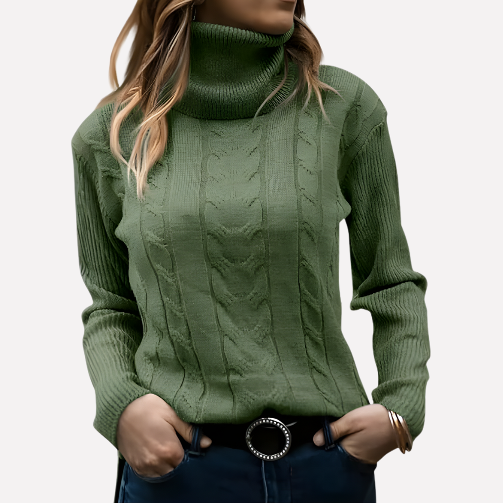 Aeronwy | Women Turtleneck Cable Knit Sweater
