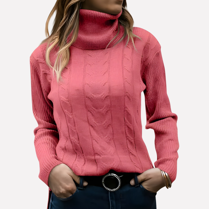 Aeronwy | Women Turtleneck Cable Knit Sweater