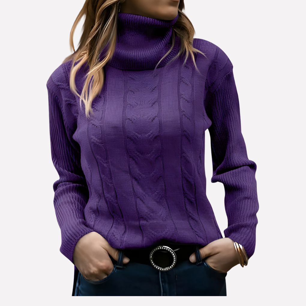 Aeronwy | Women Turtleneck Cable Knit Sweater