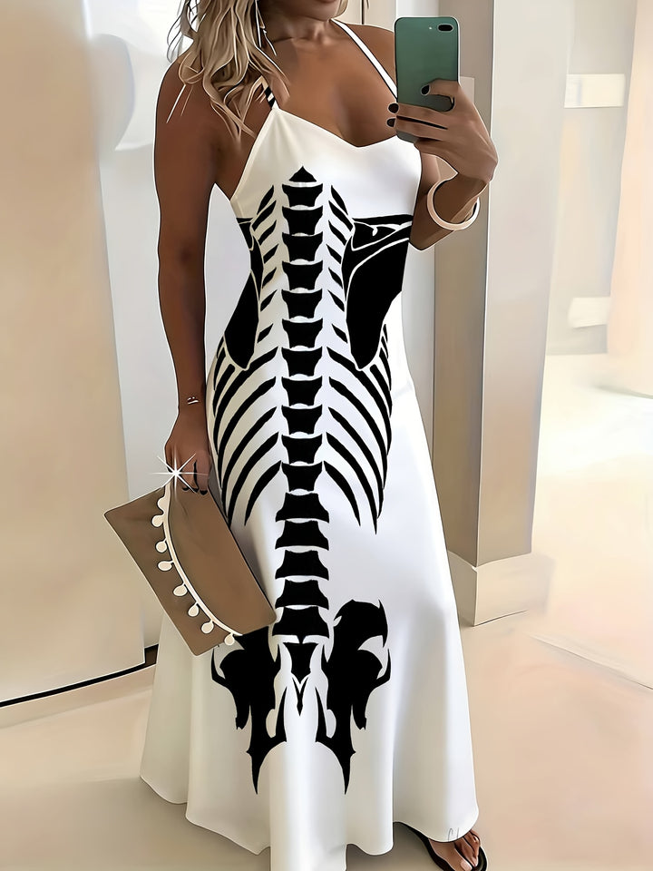 Romy | Women's Plus Size Halloween Skeleton Strap Maxi Dress