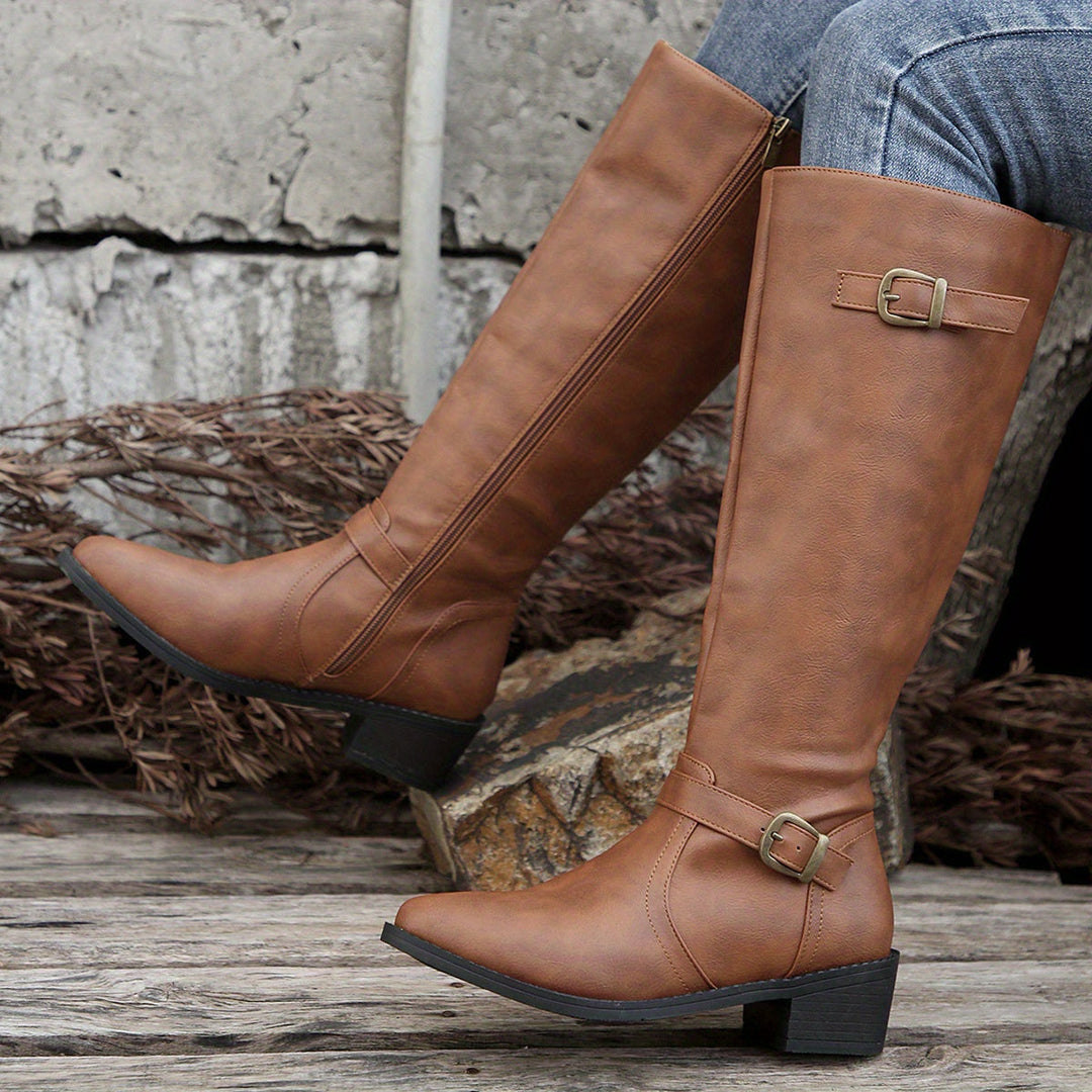 Aethelflaed | Women Knee High Buckle Boots