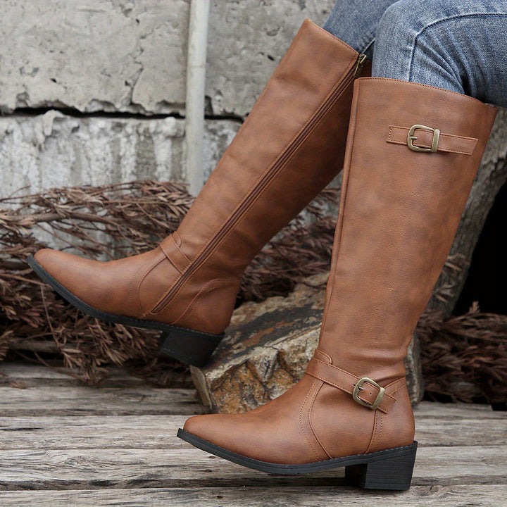 Aethelflaed | Women Knee High Buckle Boots