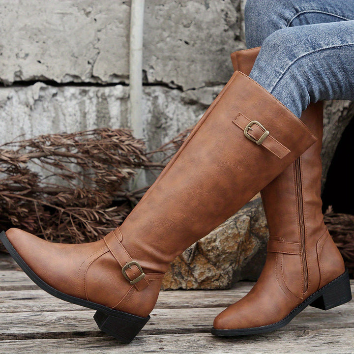 Aethelflaed | Women Knee High Buckle Boots