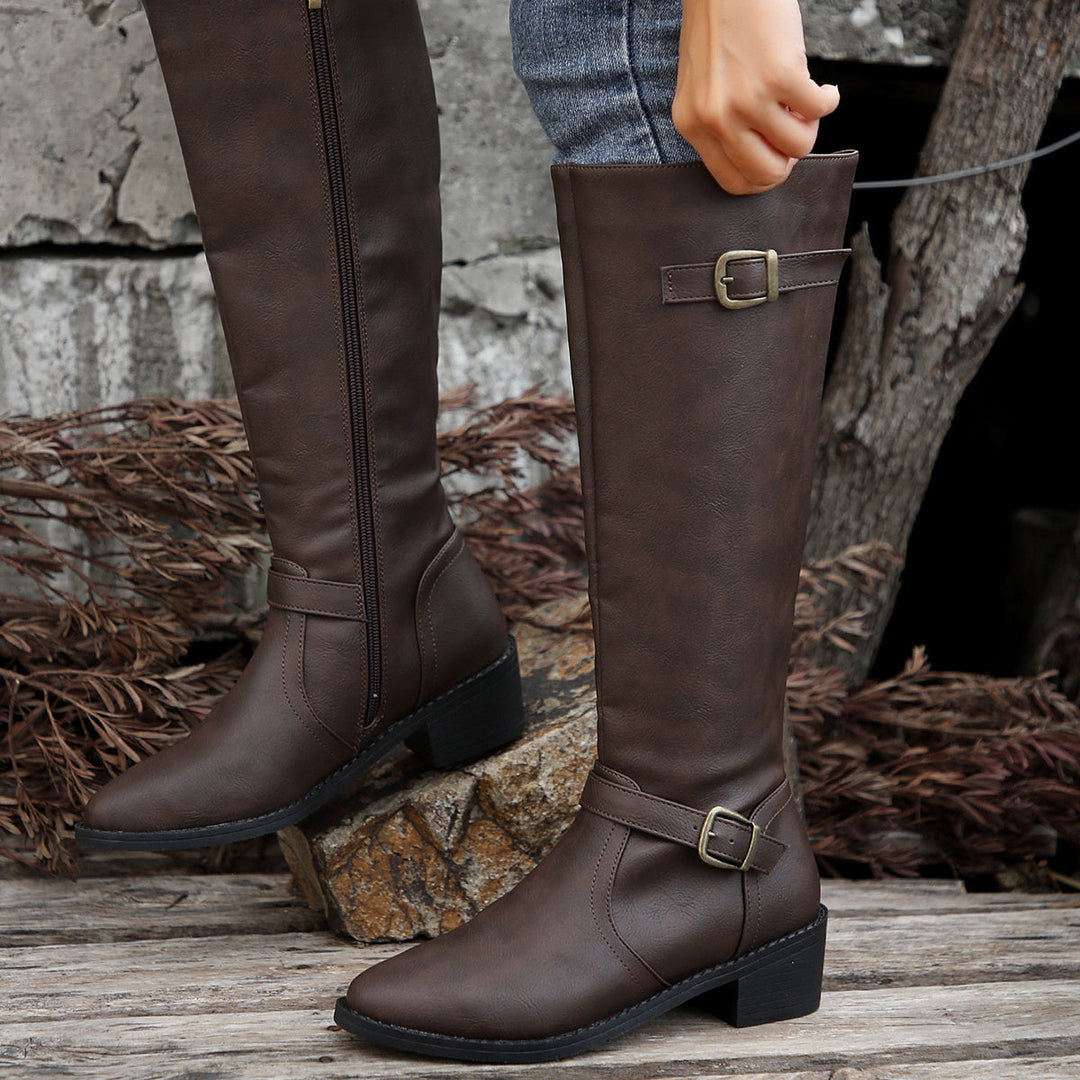 Aethelflaed | Women Knee High Buckle Boots