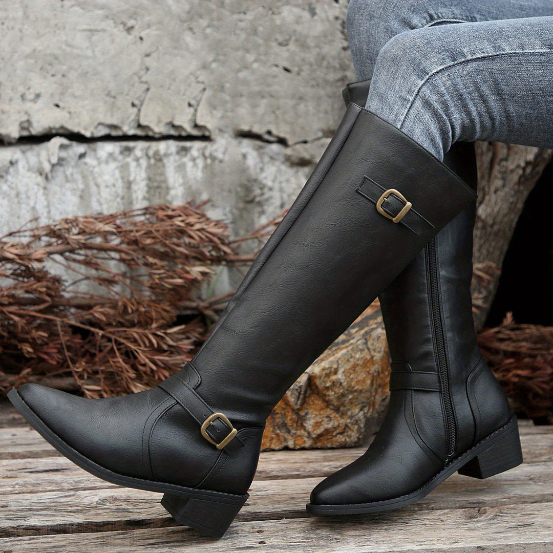 Aethelflaed | Women Knee High Buckle Boots