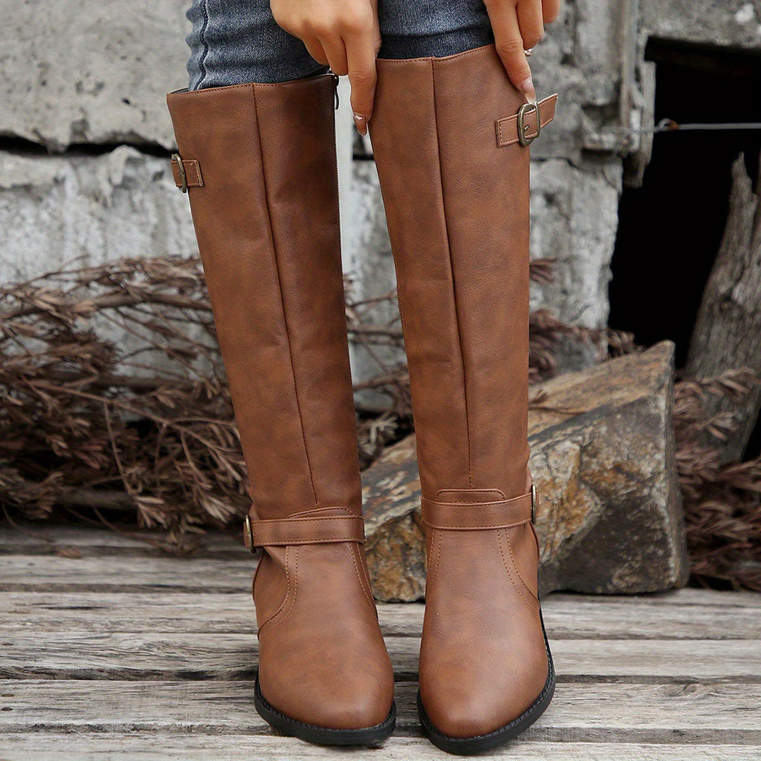 Aethelflaed | Women Knee High Buckle Boots