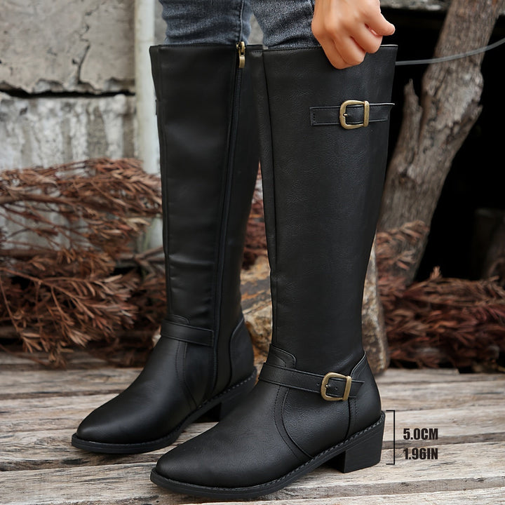 Aethelflaed | Women Knee High Buckle Boots