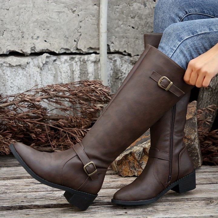Aethelflaed | Women Knee High Buckle Boots