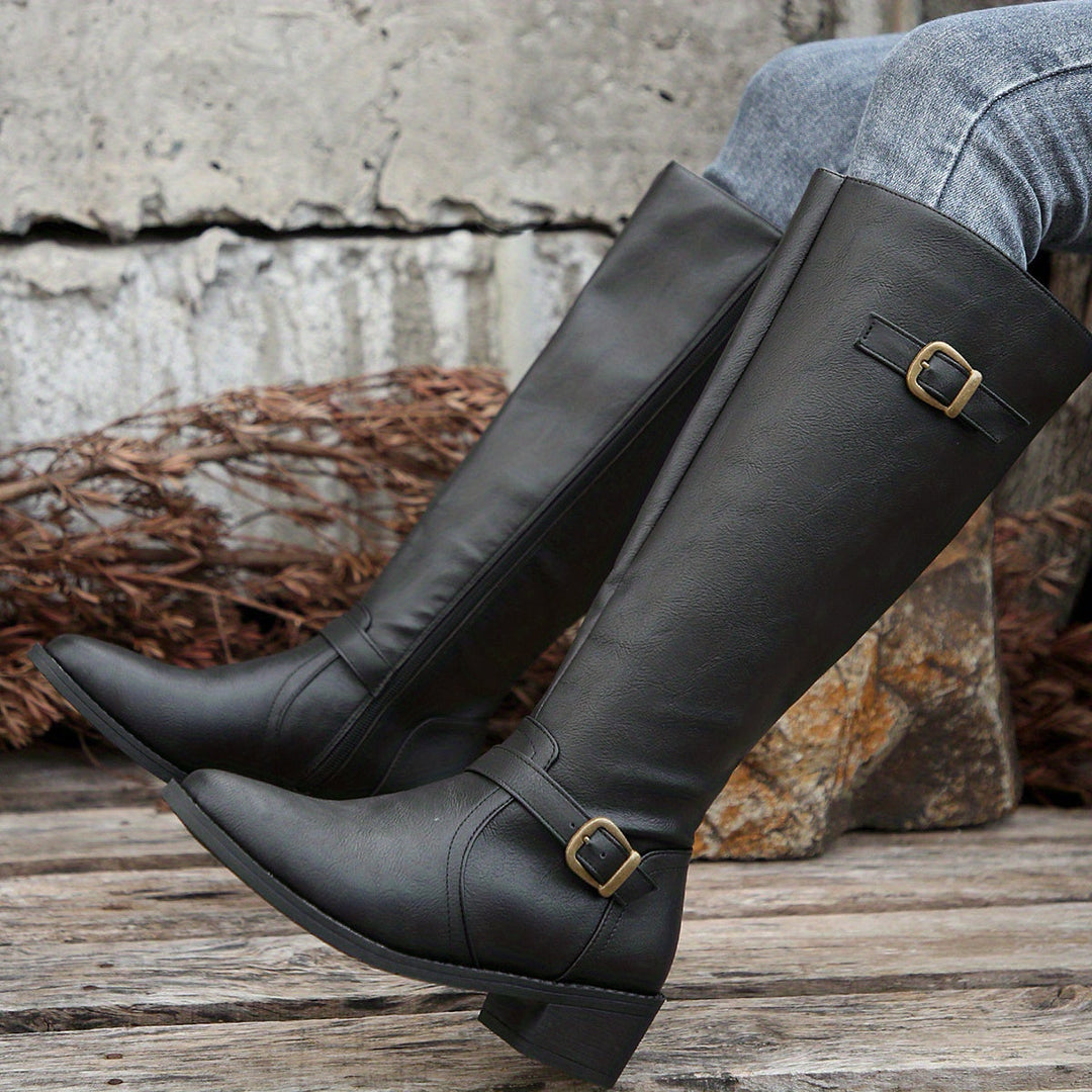 Aethelflaed | Women Knee High Buckle Boots