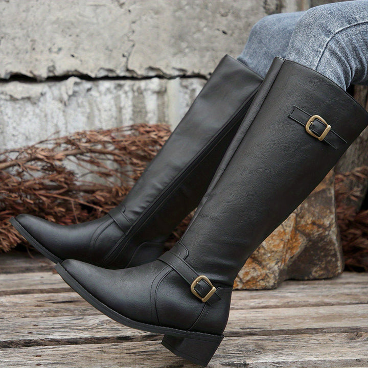 Aethelflaed | Women Knee High Buckle Boots