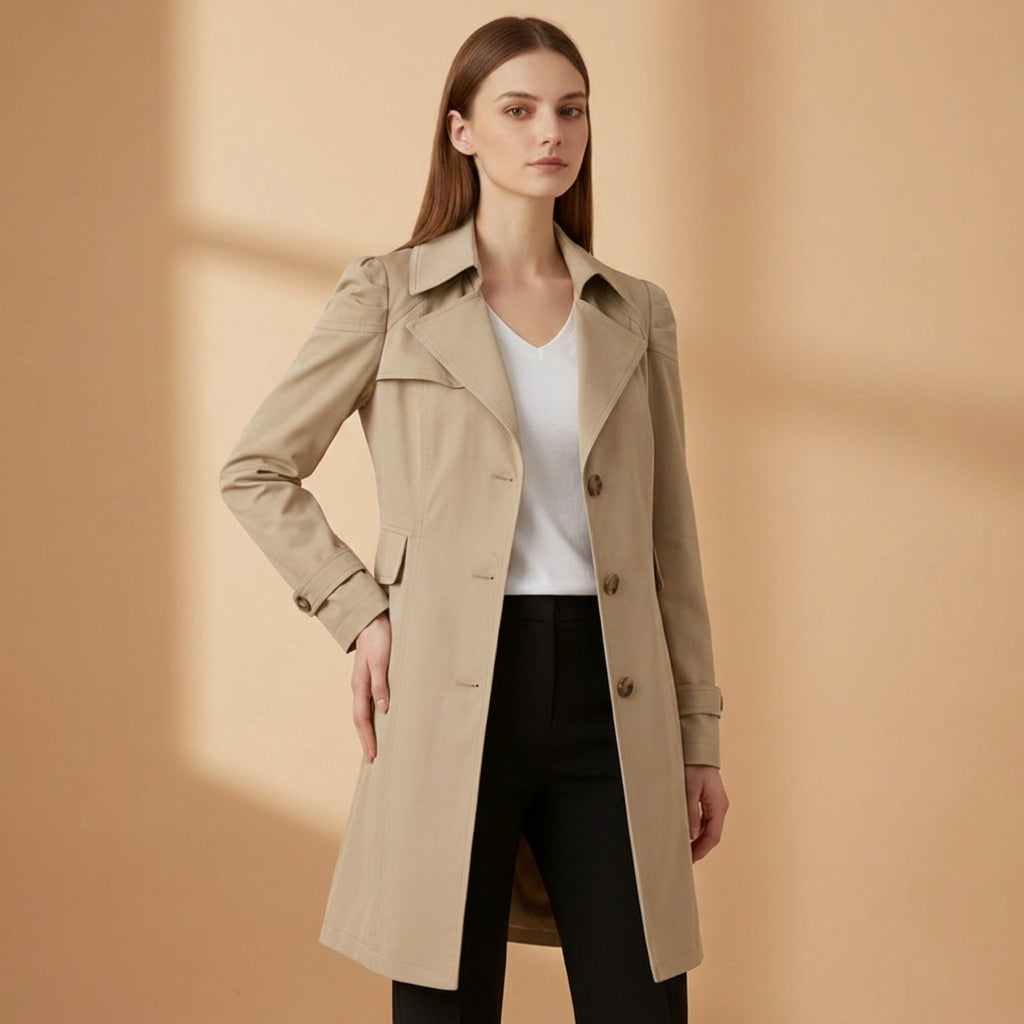 Wulfrun | Women Double Breasted Notch Trench Coat