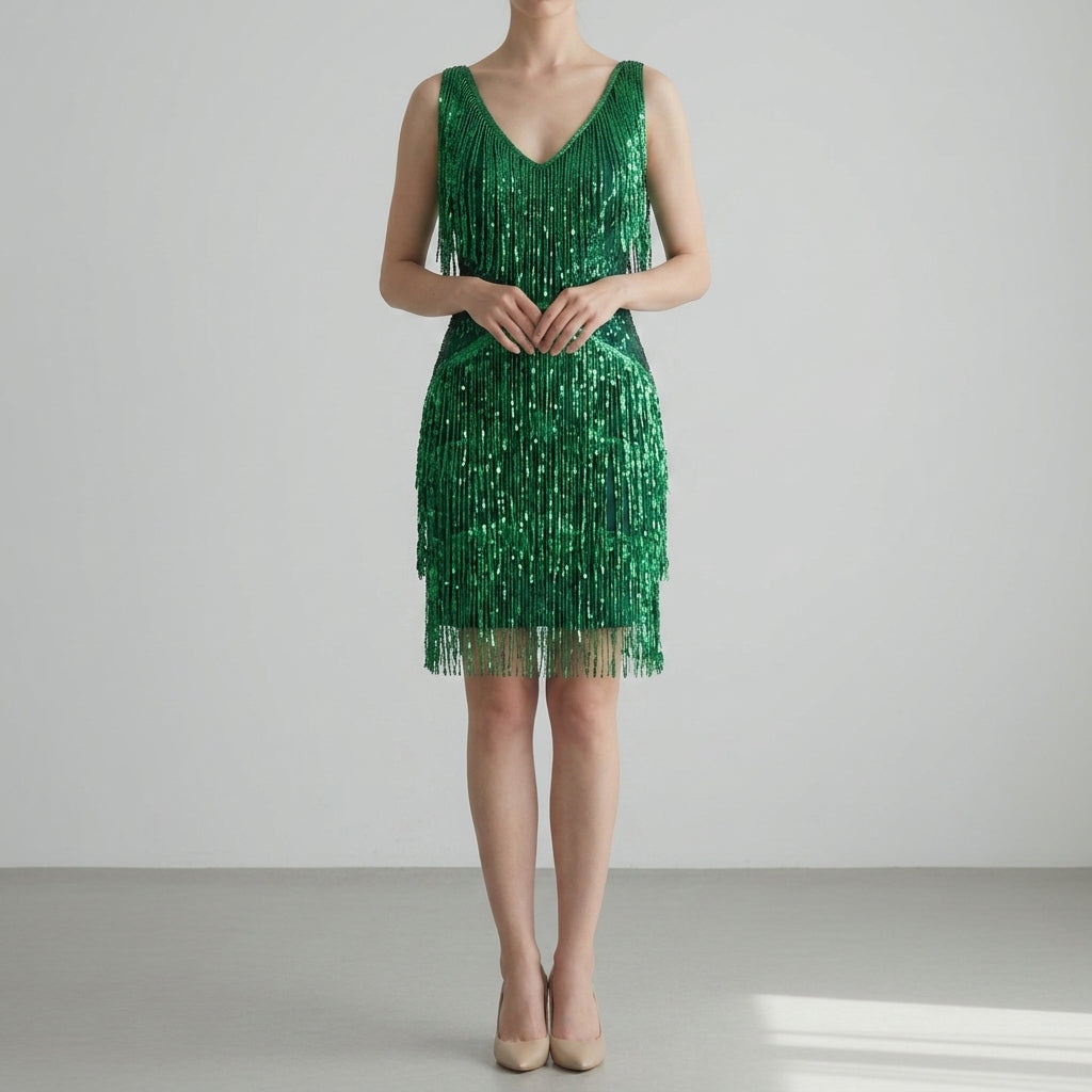 Lenore | Women Sequin Fringe Flapper Dress